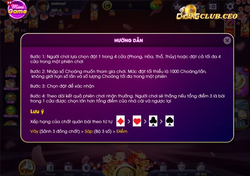 Một số item trong mini game
